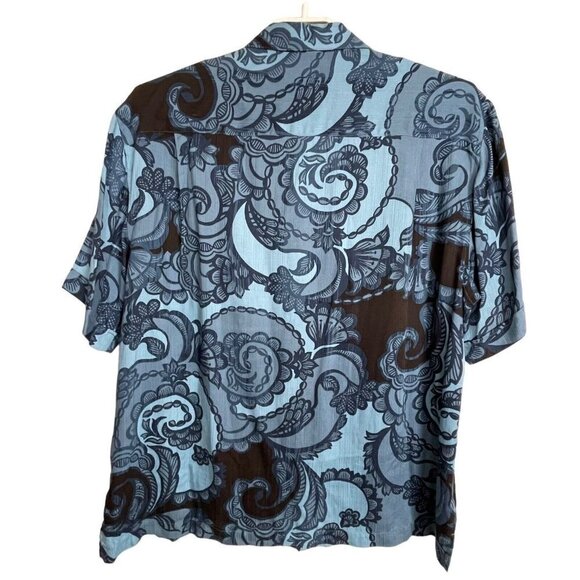 Cubavera Men's size XXL Blue Paisley Short Sleeve Shirt - Picture 3 of 6
